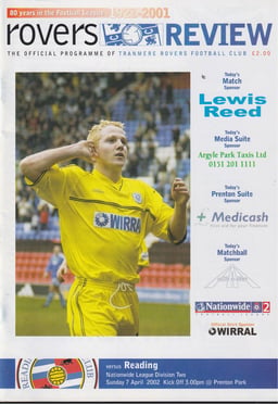 Tranmere Rovers v Reading Match Programme 2002-04-07